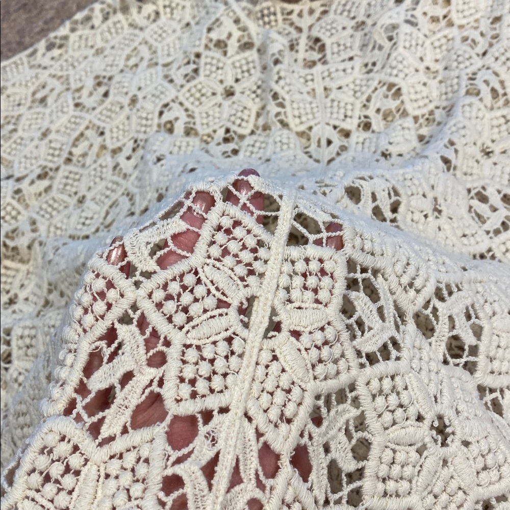 Coldwater Creek Short Sleeve Cream or Off White Open Knit Sweater Top XS/S - Picture 15 of 16